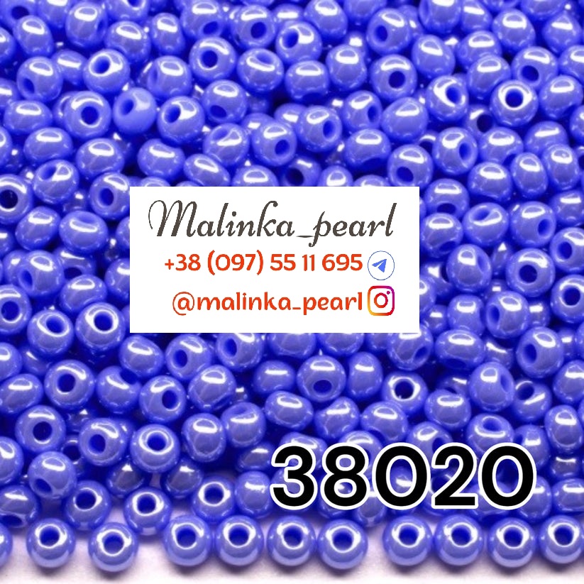 Бісер волошковий, непрозорий, глазурований