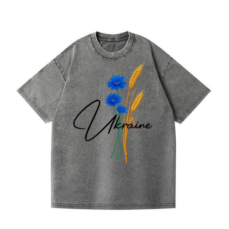 ФУТБОЛКА ОВЕРСАЙЗ СІРА ВАРЕНА З ПРИНТОМ "КОЛОСОК УКРАЇНА"