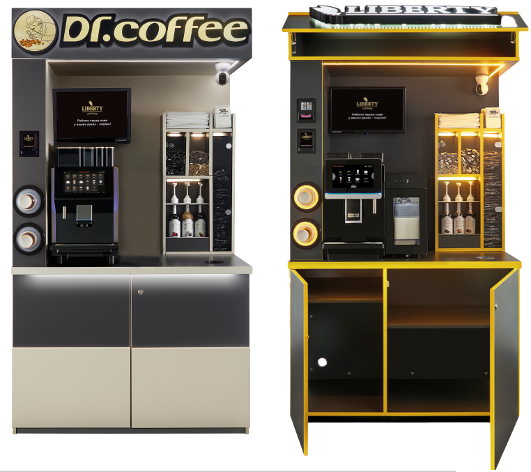 Меблева  під кавомашину графітова, золота XXL з доукомплектуванням Dr.Coffee, Liberty