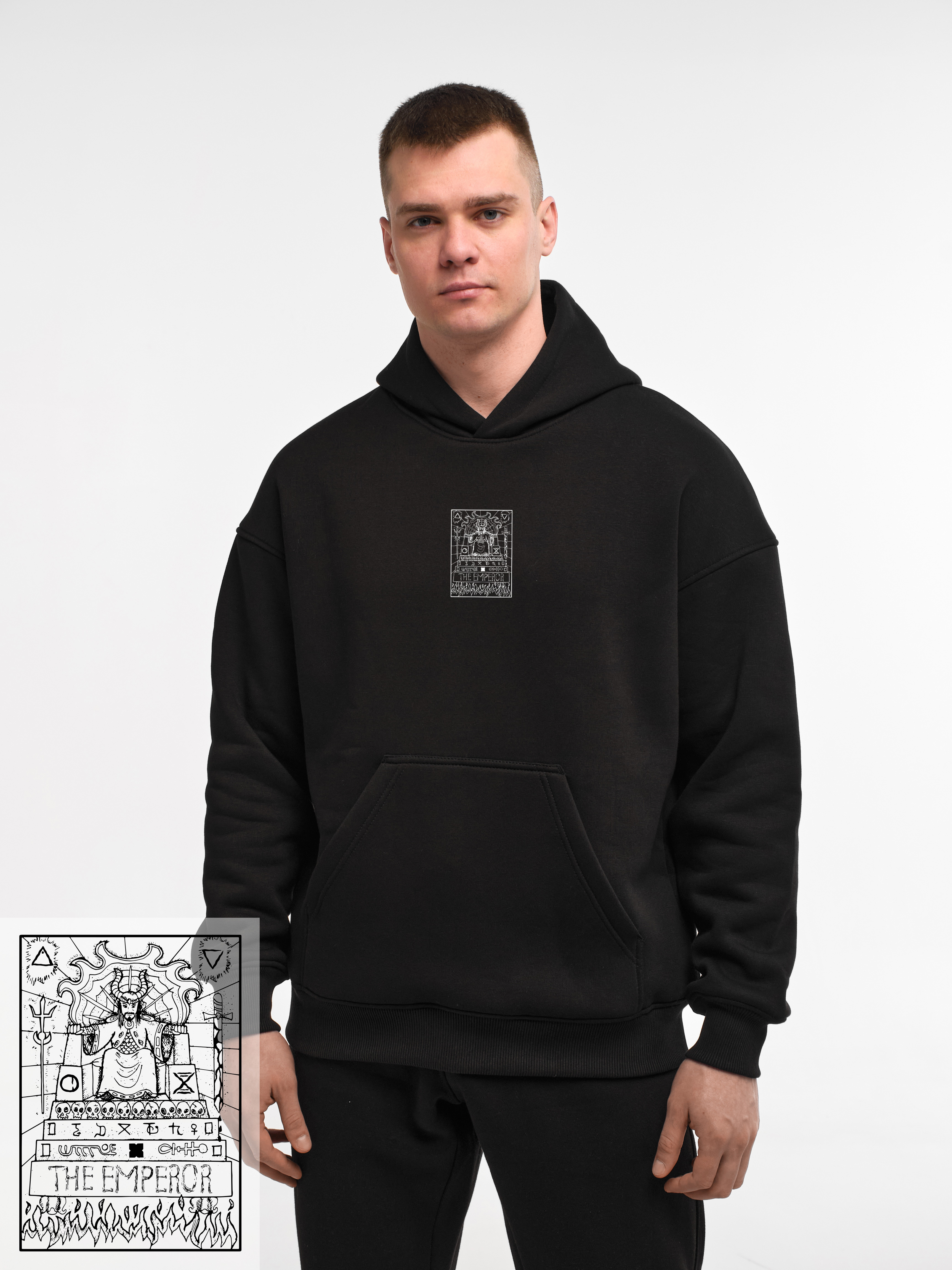 HOODIE TAROT "THE EMPEROR" | POCKET | BLACK EMOTION | XH1