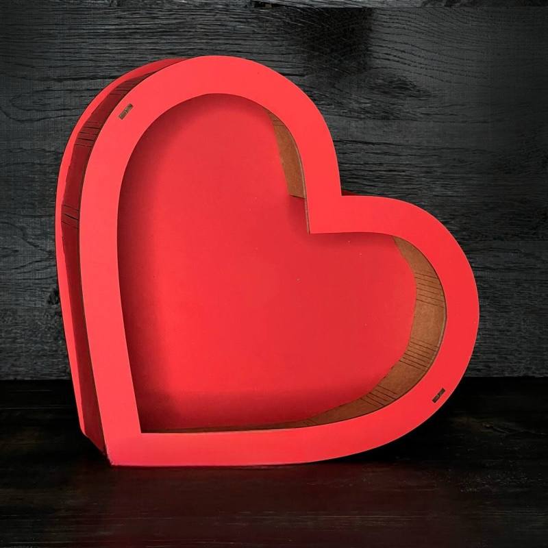 Бокс "Серце" з прозорою кришкою базовий, червоний 22х20х8см