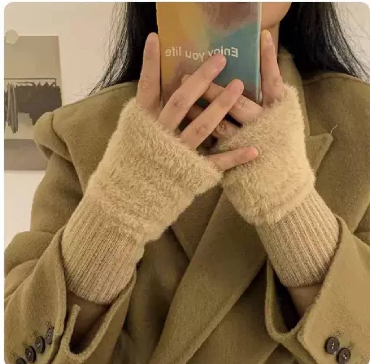 Мітенки теплі, коричневі