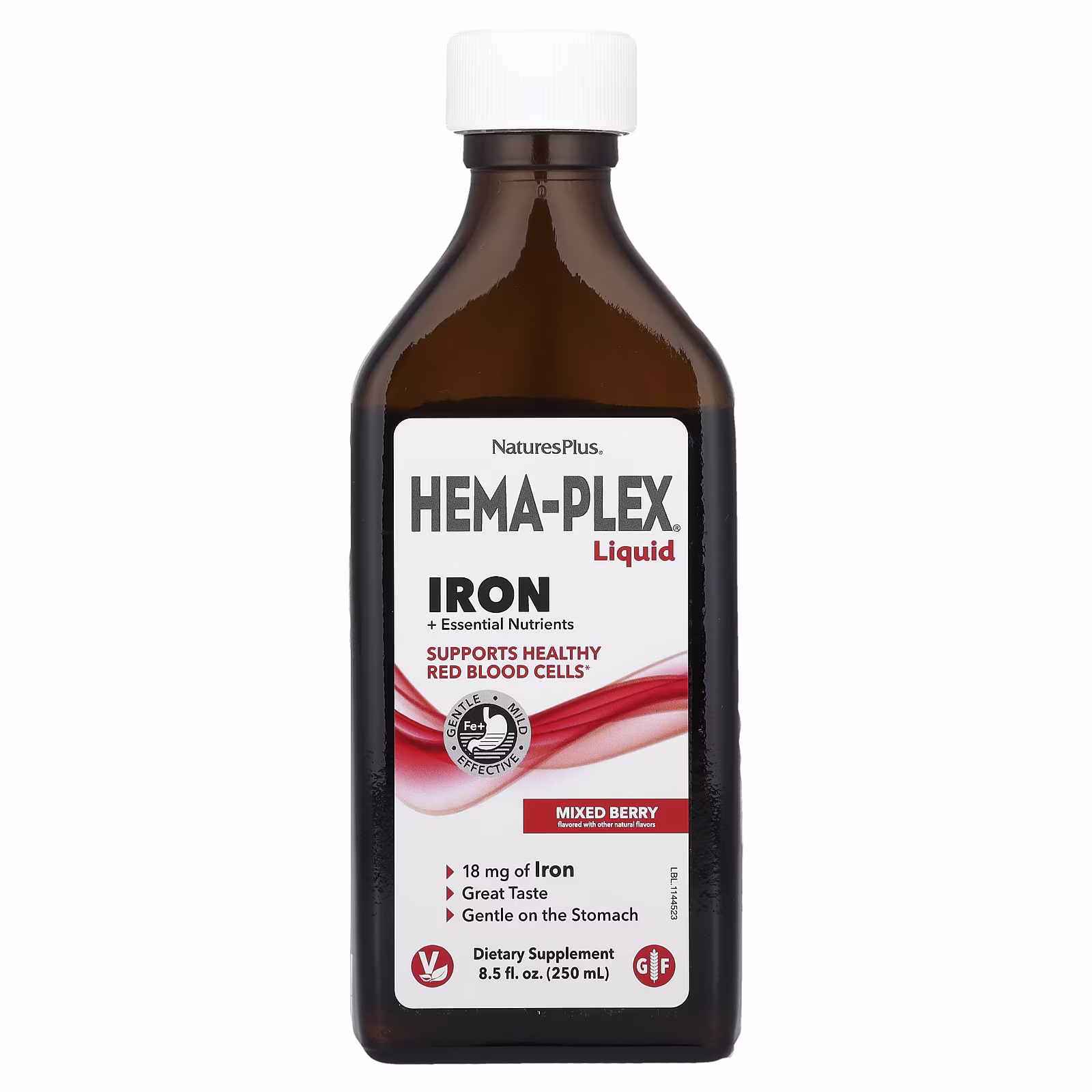 NaturesPlus, Hema-Plex® Liquid, Iron + Essential Nutrients, Mixed Berry, 8.5 fl oz (250 ml)