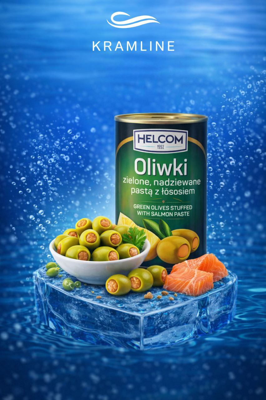 Оливки зелені фаршировані лососем "Helсom"