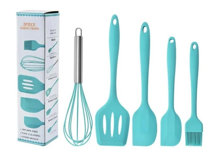 Набір силіконових кухонних речей 5 предметів Baking Props блакитний
