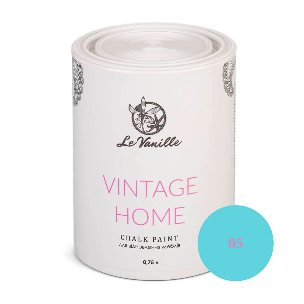 Крейдова фарба Le Vanille Vintage Home бірюзова (колір 05) 0,75 л