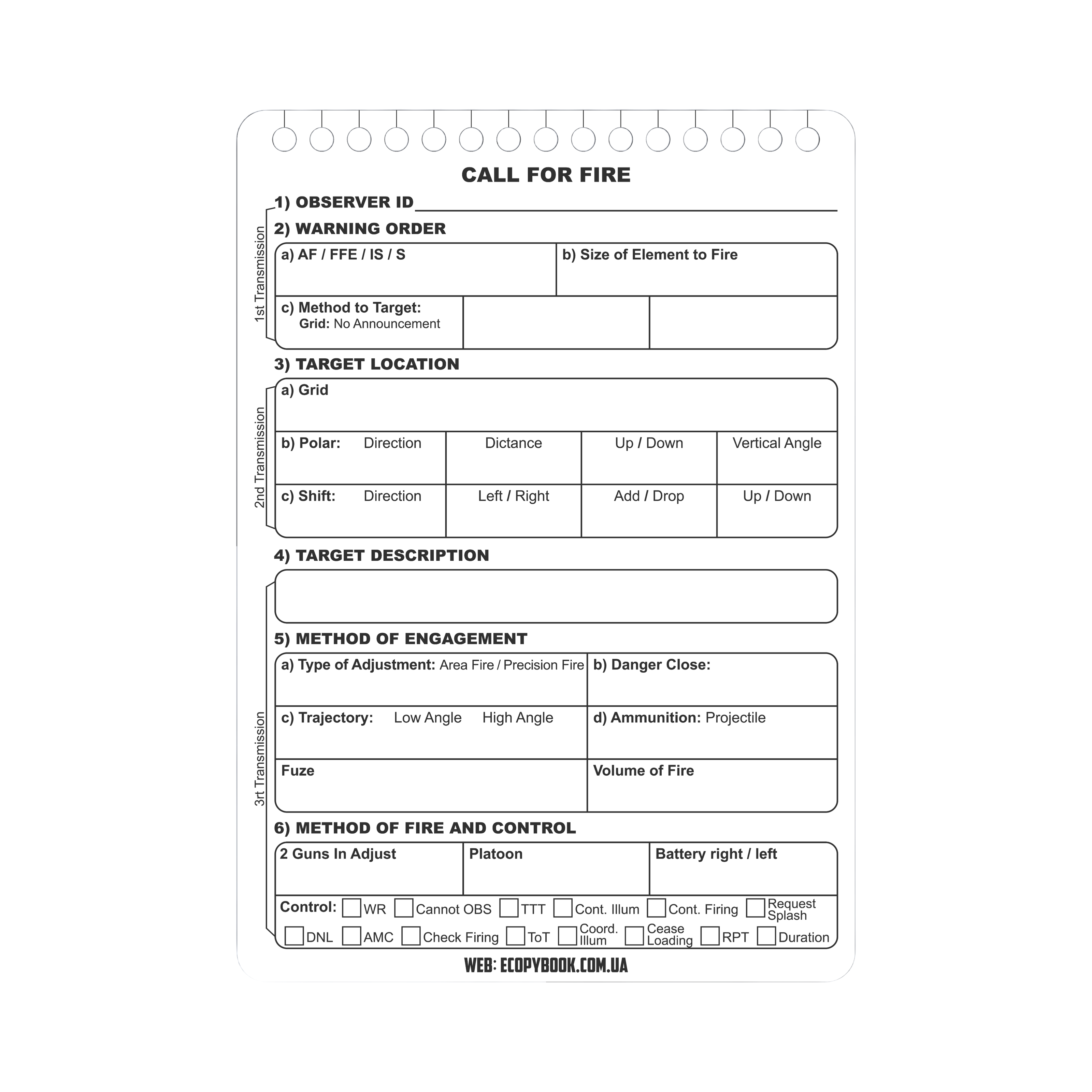 CALL FOR FIRE SET OF 5 PCS A6