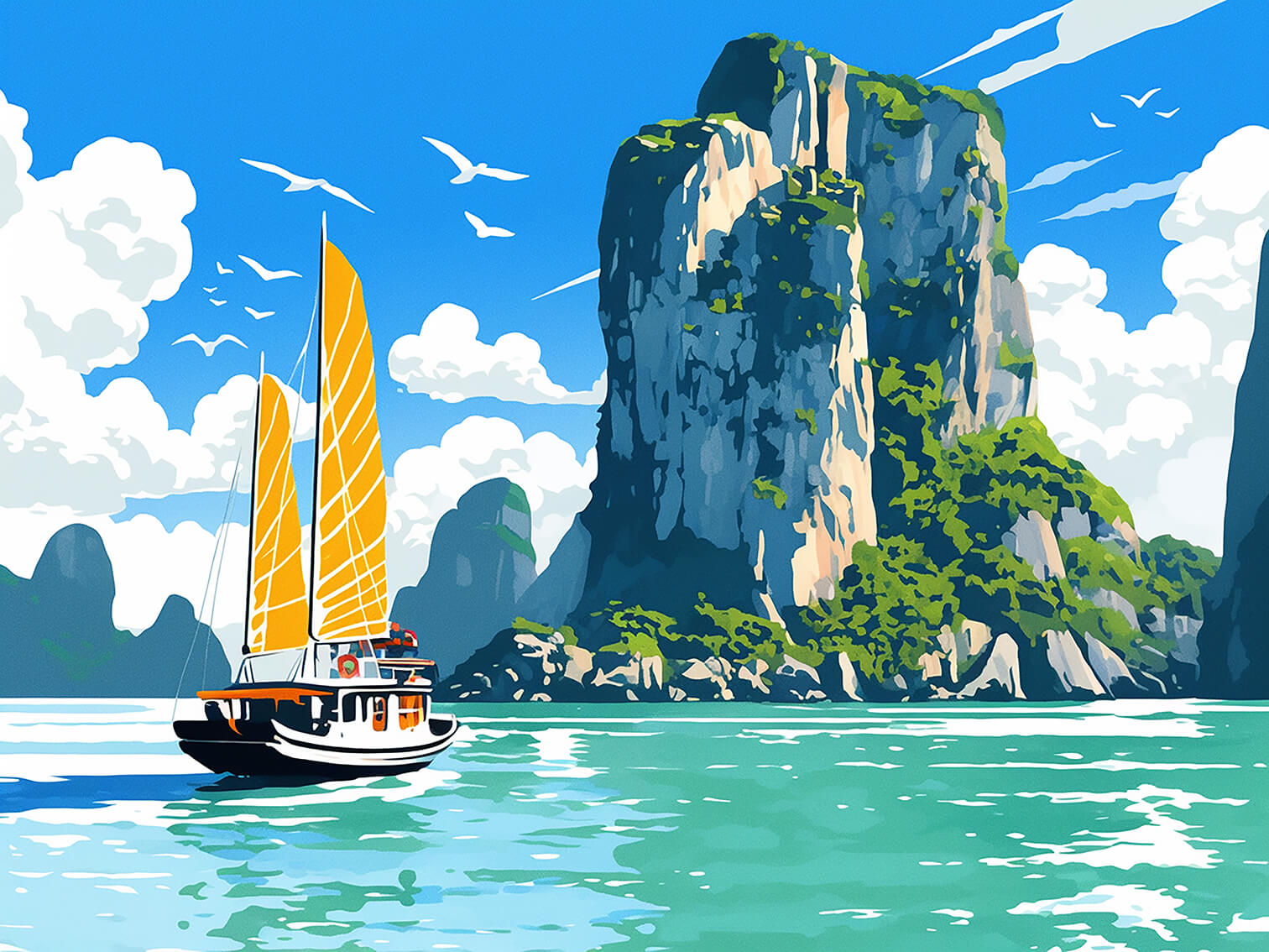 Ha Long Bay, 60x80 cm, original acrylic painting on canvas