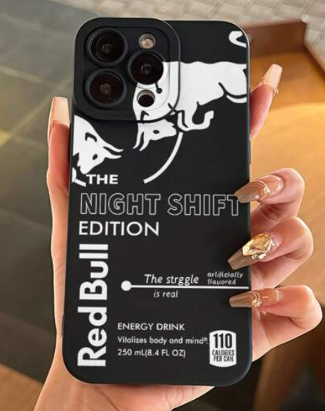 Slogan Night Shift Red Bull Energy Drink Design Phone Case Iphone 16