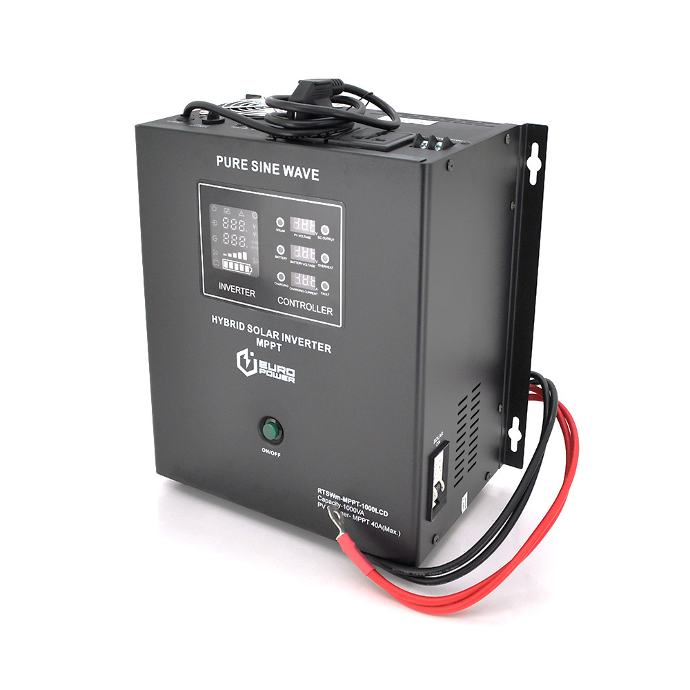 Гібридний інвертор Europower RTSWm-MPPT-1000LCD, 700W, 12V, струм заряду 10A, 140-275V, MPPT, 20/40А