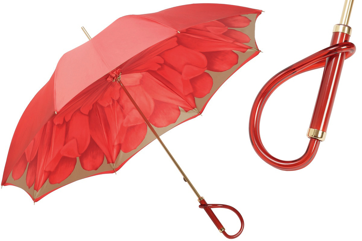 Парасолька Pasotti «Red Petals» — італійська ручна робота, подвійна тканина