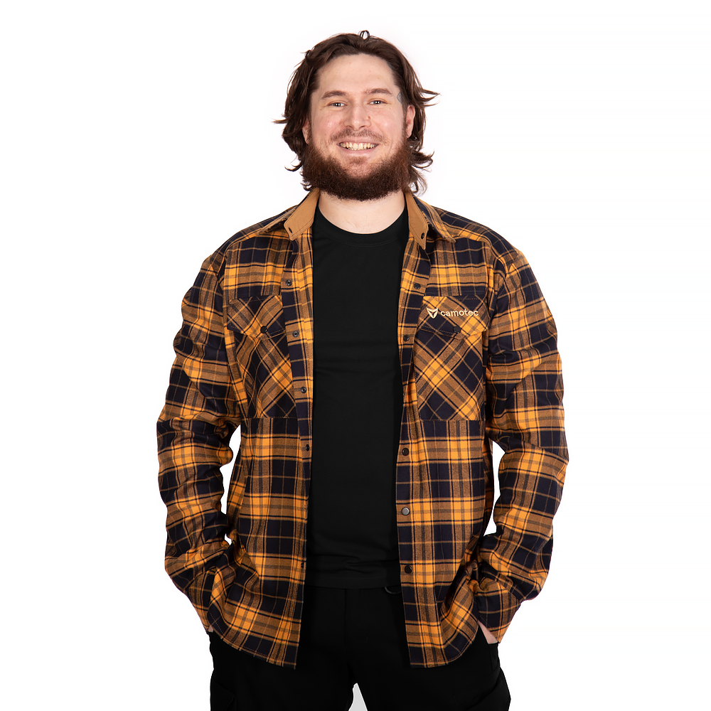 Тактична демісезонна сорочка "Буревій” (Logo Tan) Orange/Black" від українського бренду "CAMOTEC".