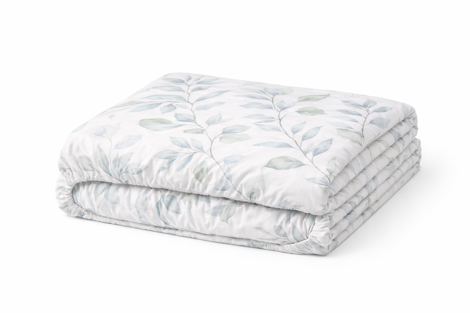 Простирадло на гумці ранфорс принт "Блакитне листя"