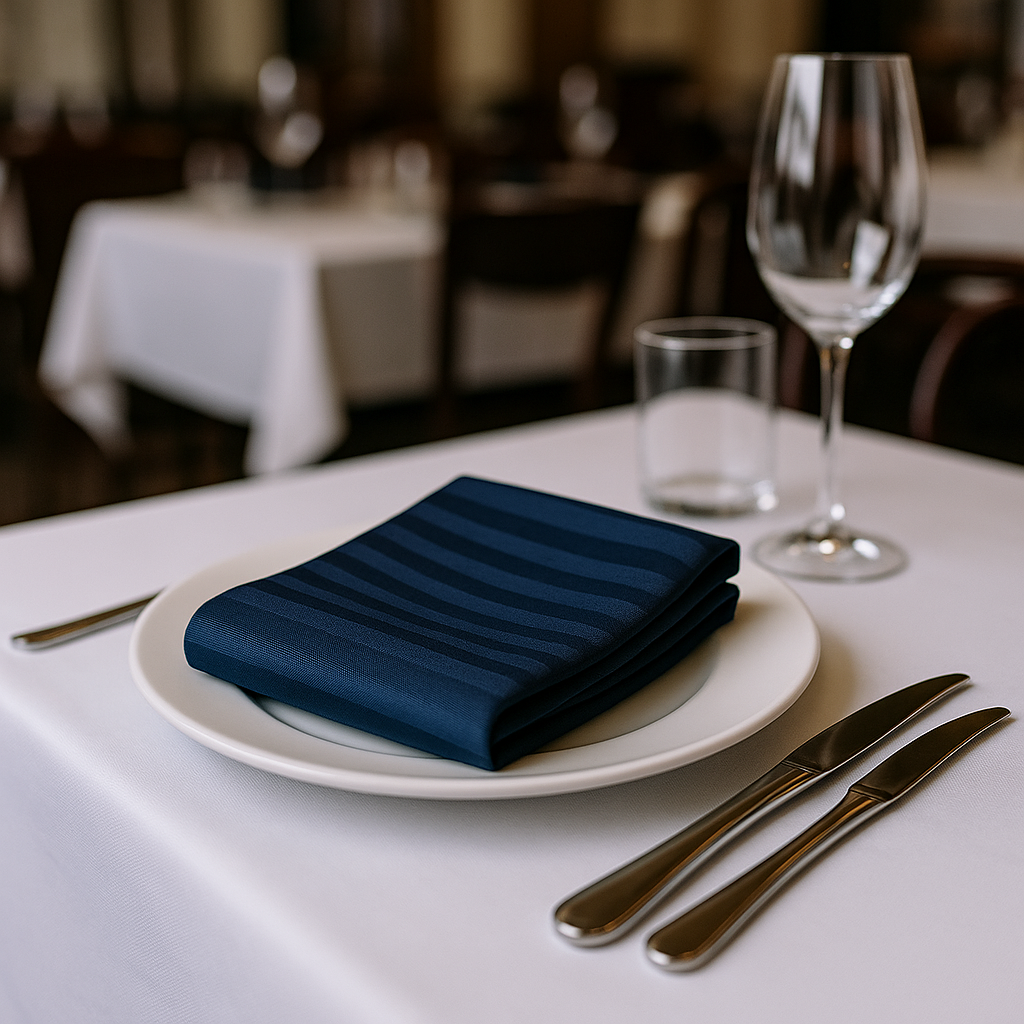 Серветки на стіл із страйп сатіну "Синя далечинь"