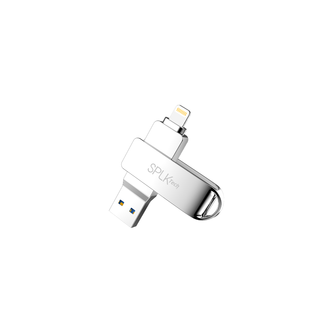 SPLKTech Dual OTG Flash Drive Type A + Lightning USB 3.2 Gen2 for Computers & Apple Smart Phone/Tablet | 24 months Warranty