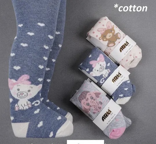 Дитячі демісезонні колготи звірята для дівчинки