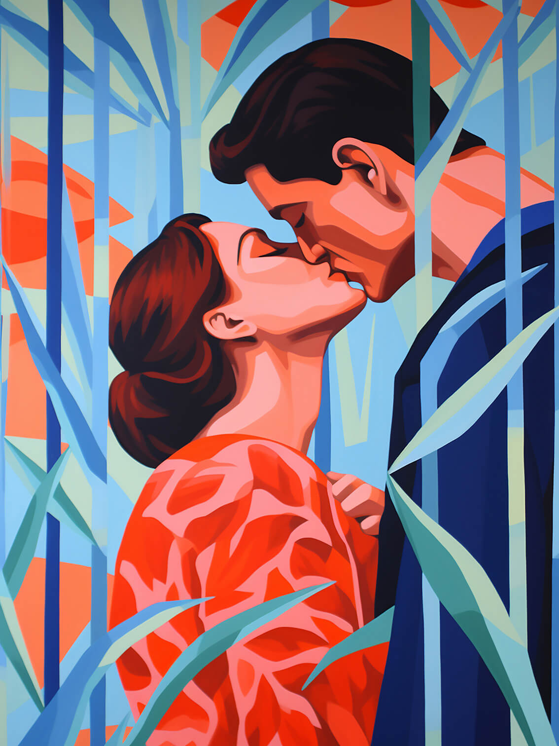 The Kiss, 80x60 cm, original acrylic painting on canvas