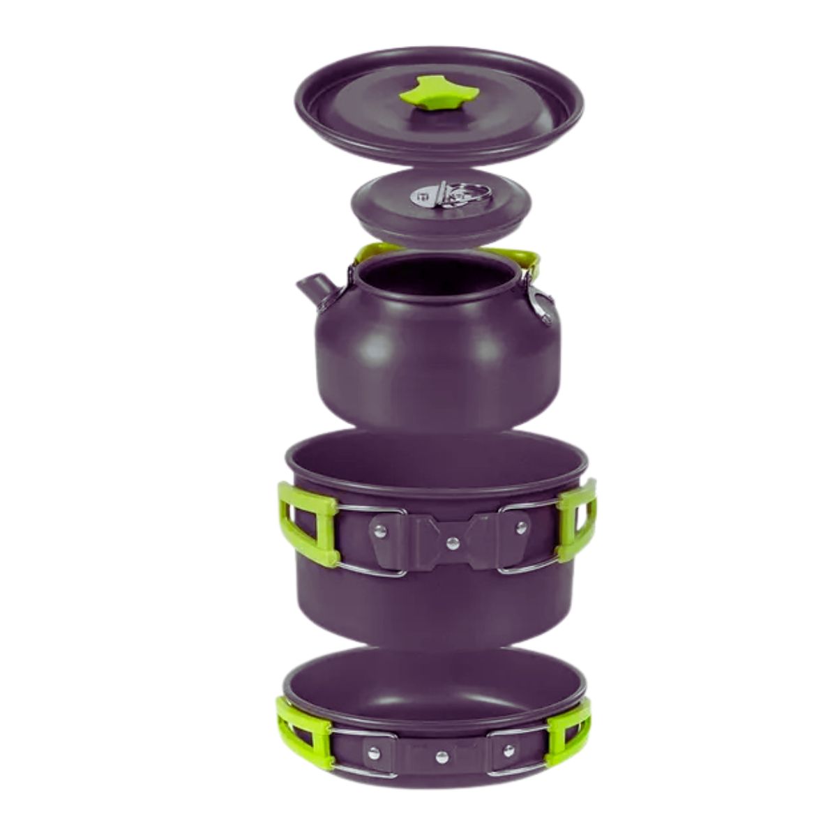 Набір похідного посуду DS-308: казан, сковорідка та чайник (3 предмети, анодований алюміній)