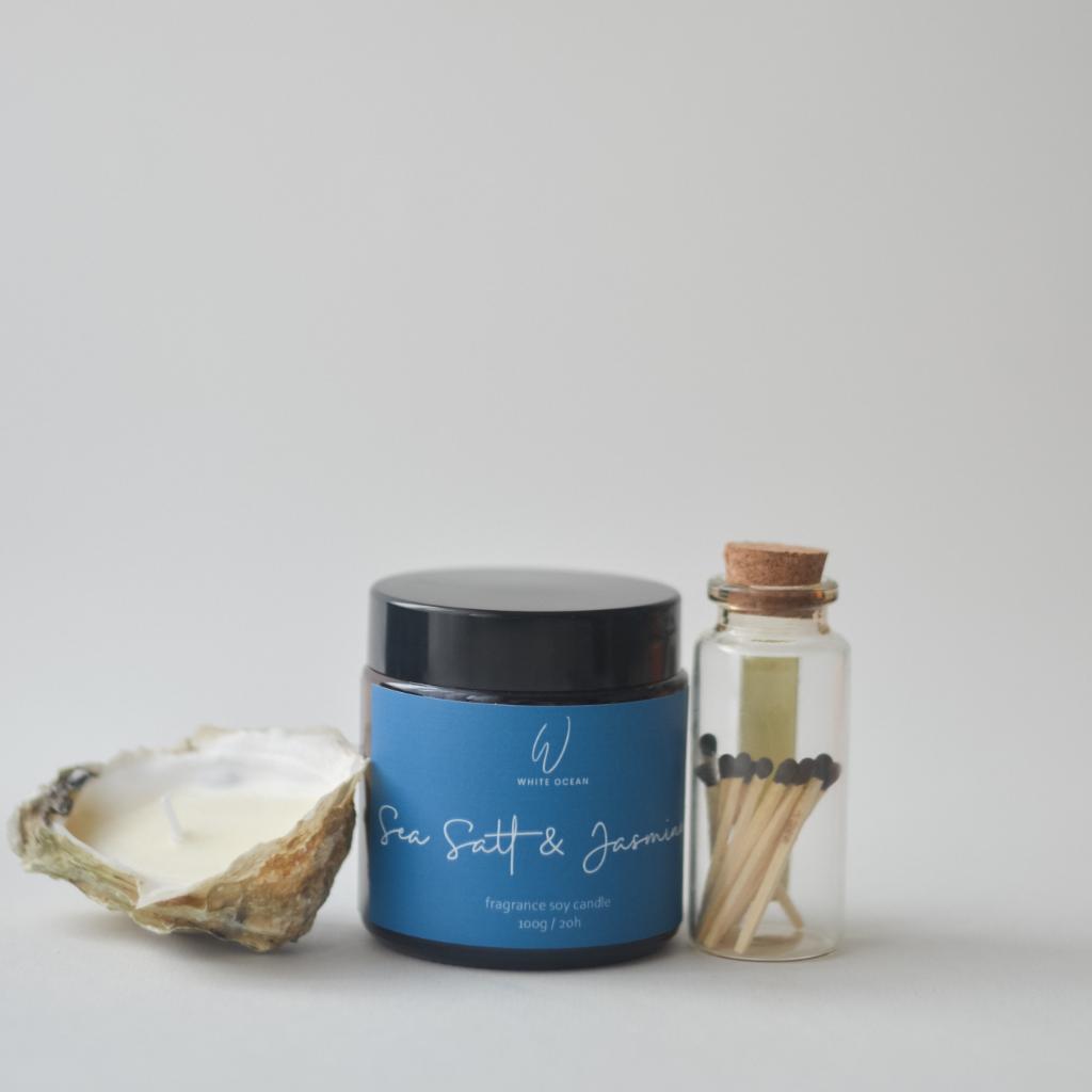 Sea Salt & Jasmine (Морска сіль та Жасмін) - парфумована свічка ручної роботи