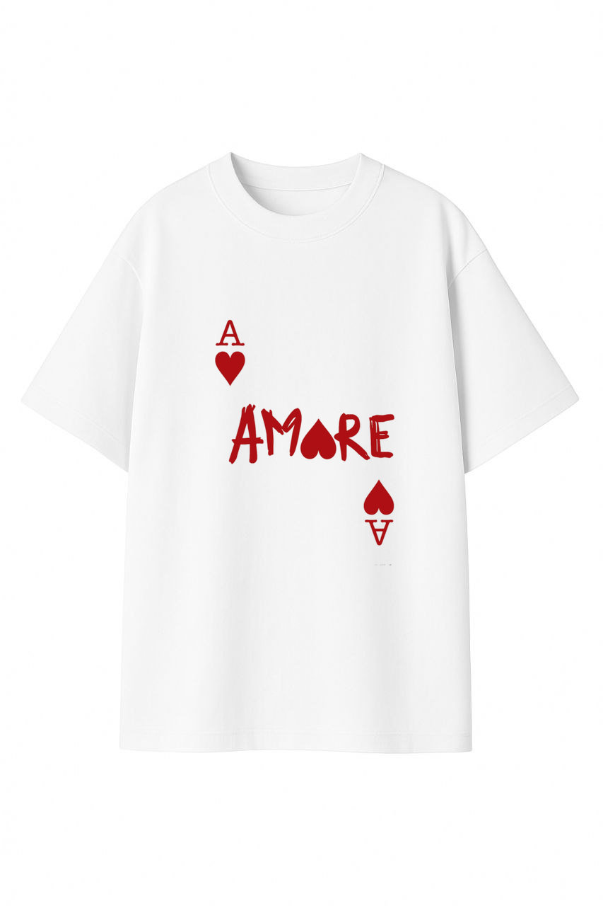ФУТБОЛКА ОВЕРСАЙЗ БІЛА З ПРИНТОМ "АМОРЕ"