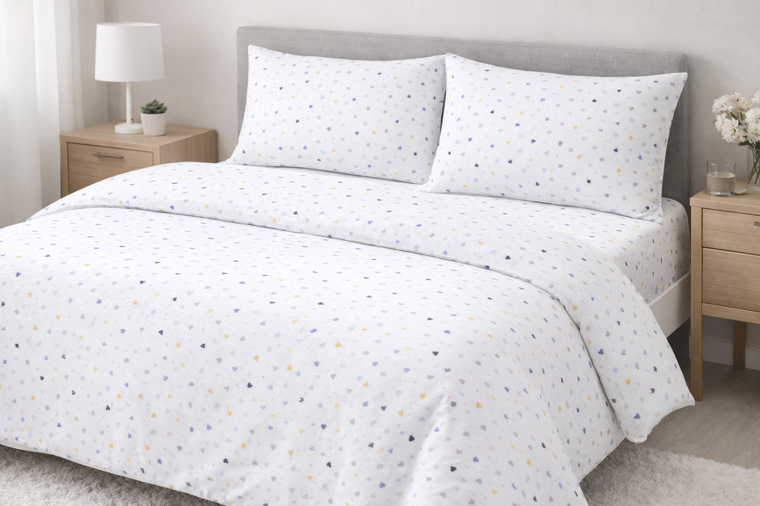 Постільна білизна ранфрс принт "Дрібні серця на білому"