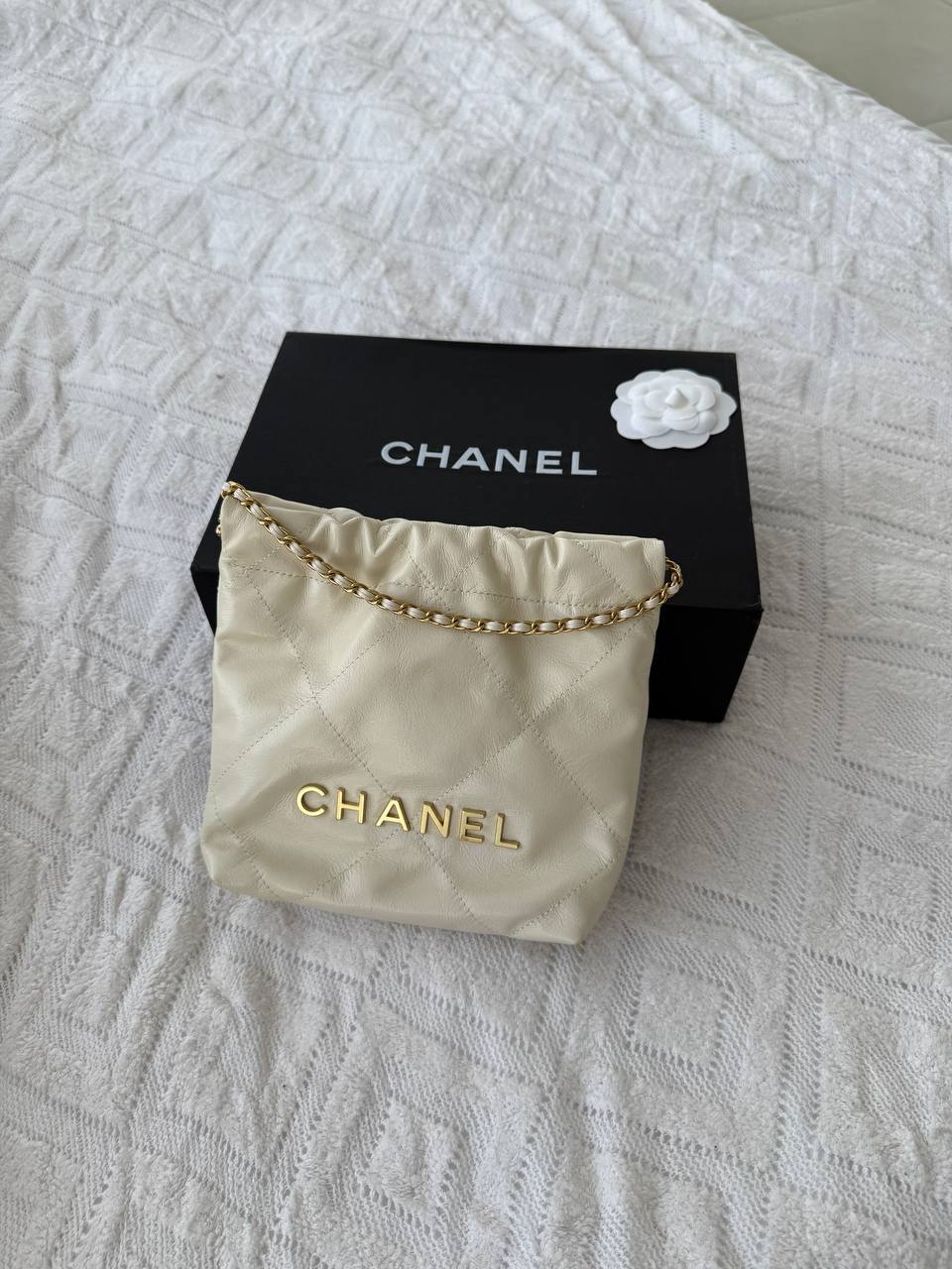 Chanel Milk Quilted Calfskin Mini 20 Bag Gold Hardware