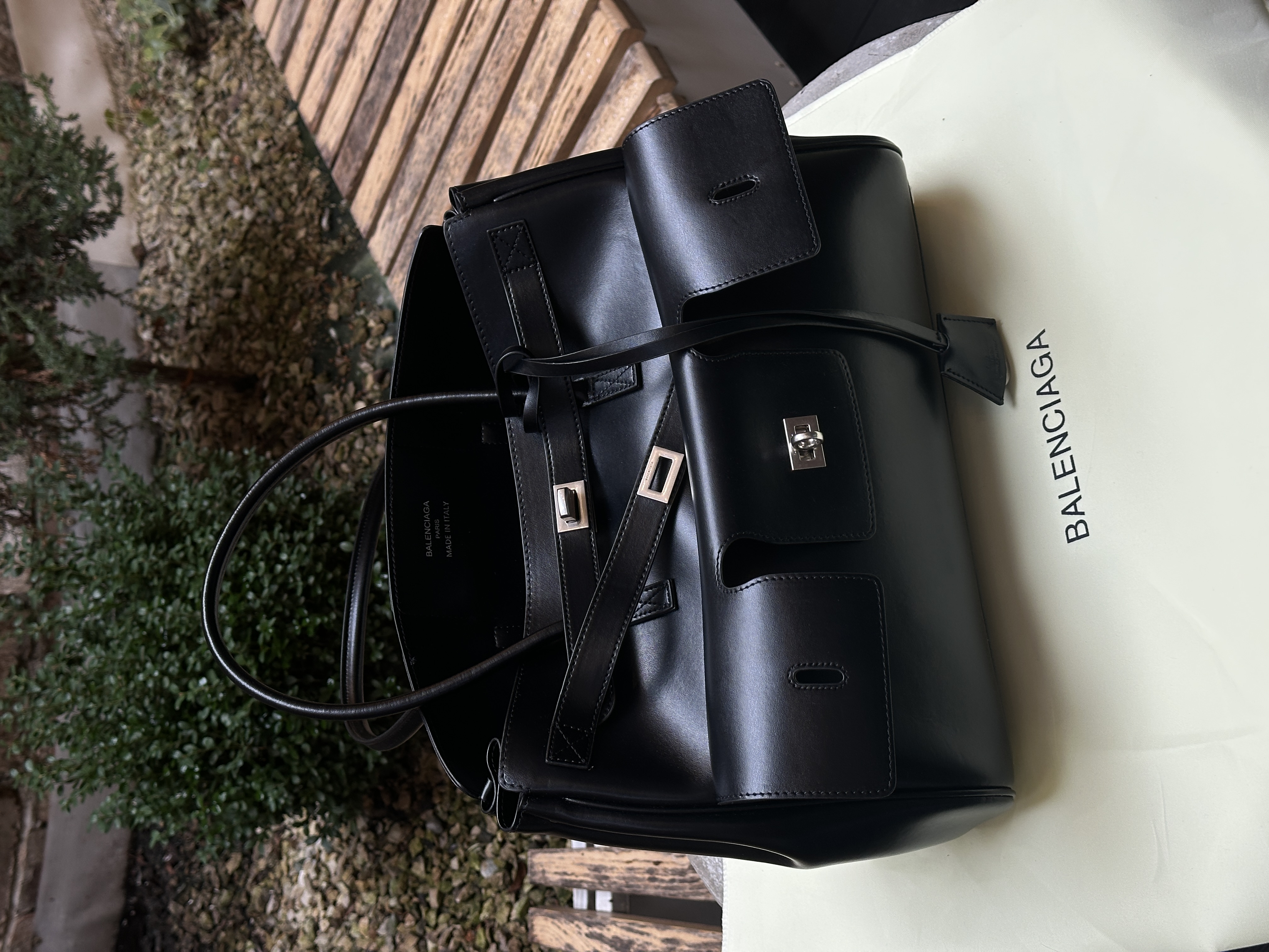 Balenciaga Bel Air Tote Bag Black/Silver