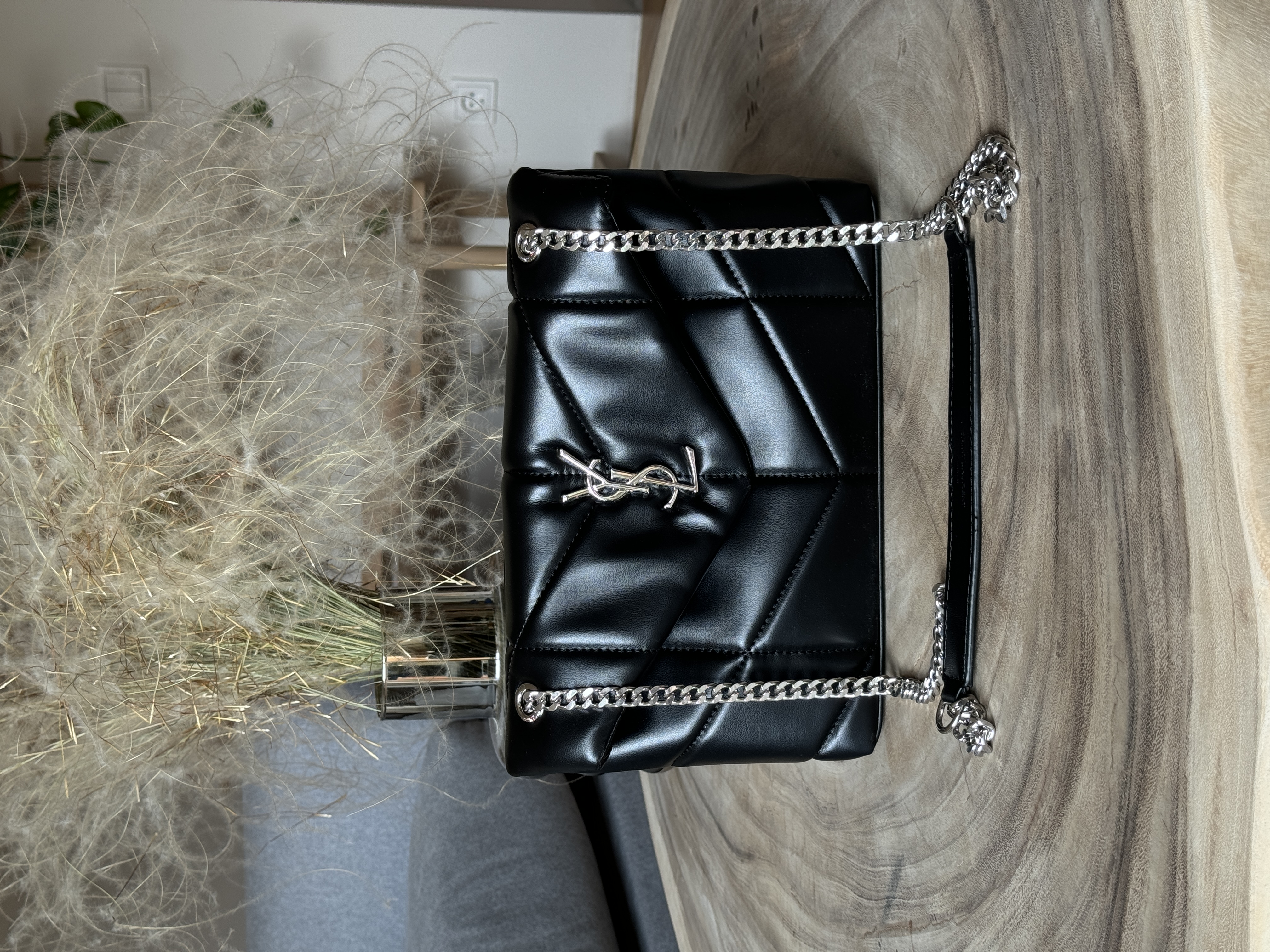 Yves Saint Laurent Puffer Small in Nappa Leather Black Silver Chain