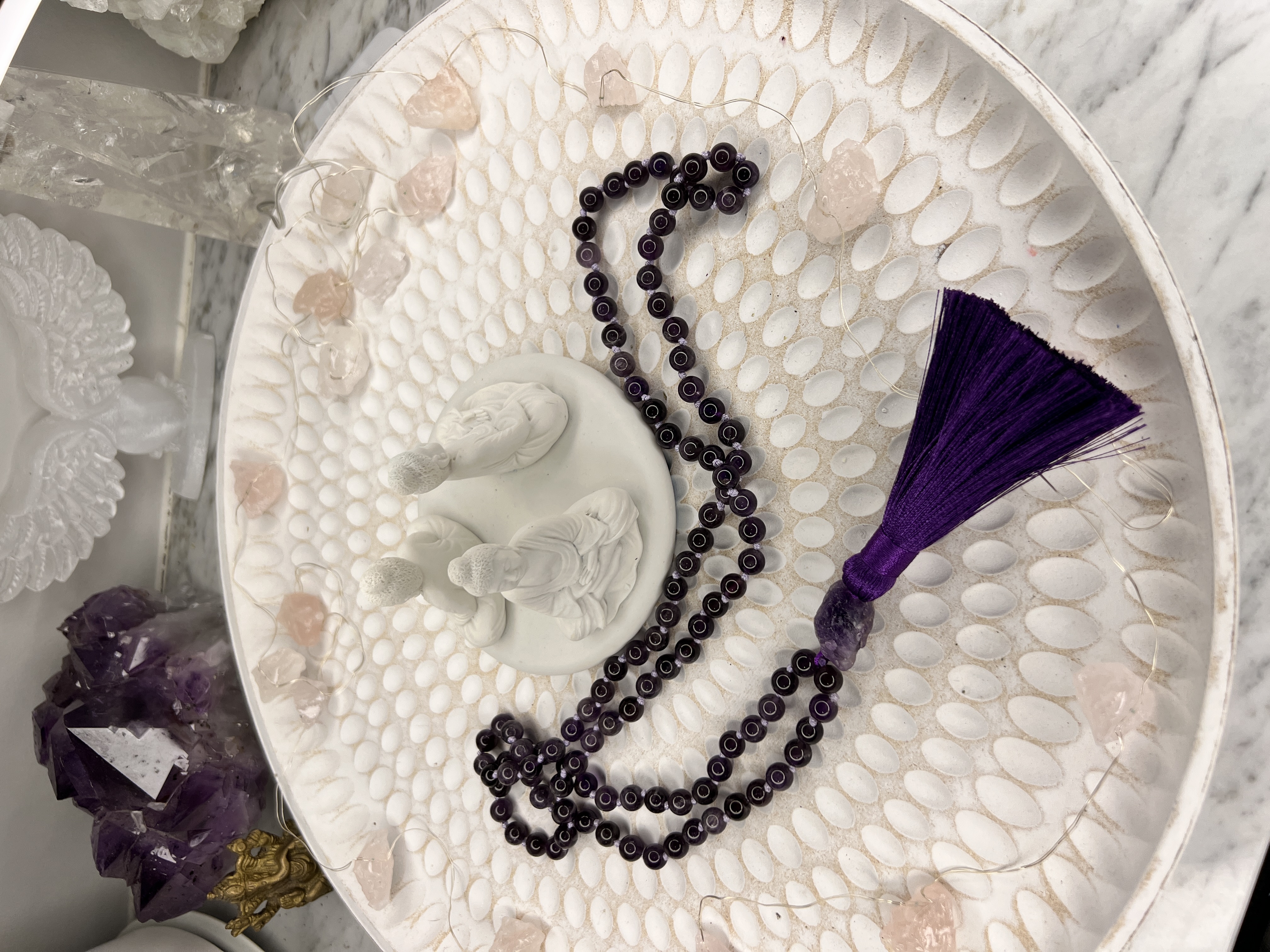 Amethyst Mala Necklace (108 beads) hand made.