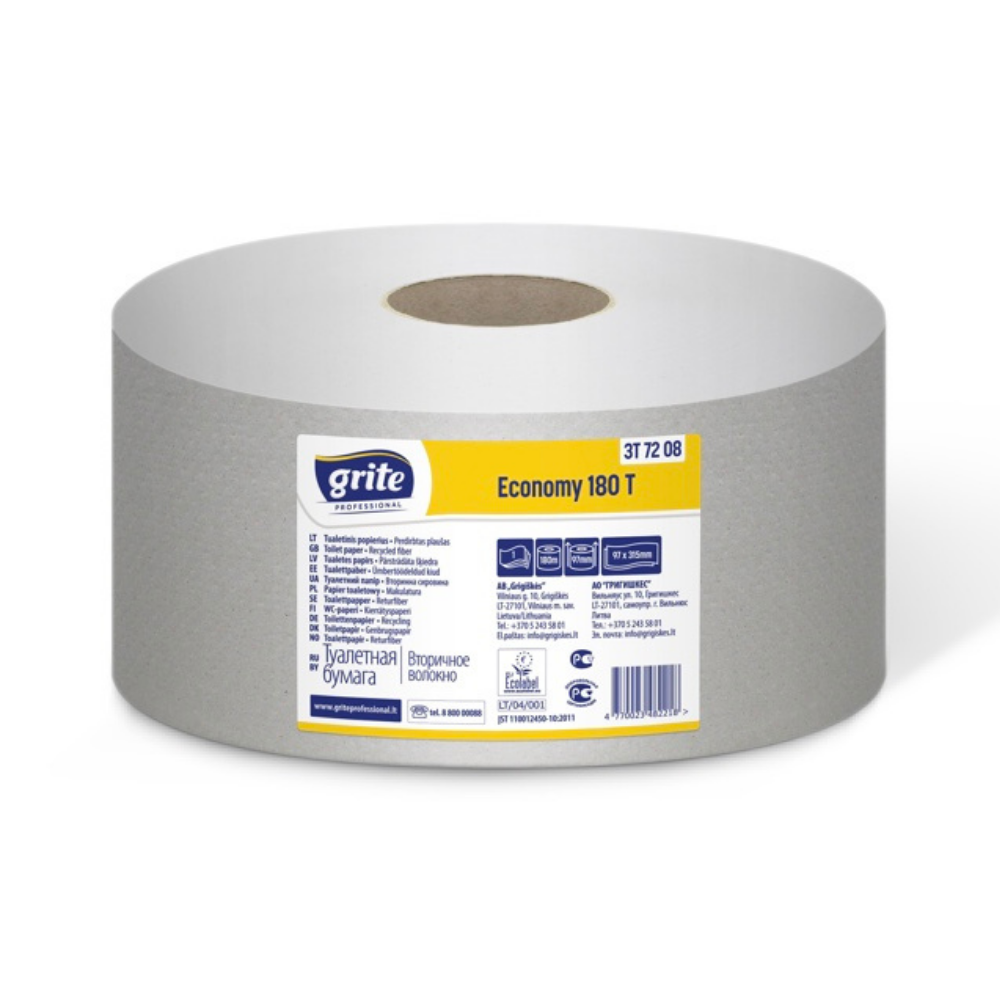 Туалетний папір Джамбо ОПТОМ Grite Economy 180 T, recycled fib, 97x183, 571 л, 180м, 1 шар, 1 рул