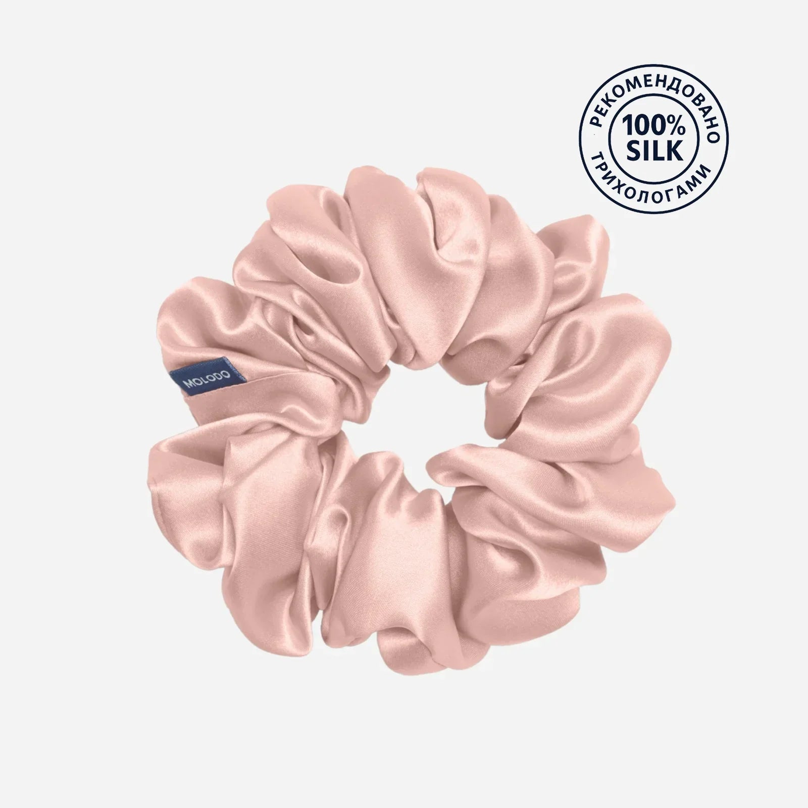 Шовкова резинка Molodo в пудровому кольорі розмір L