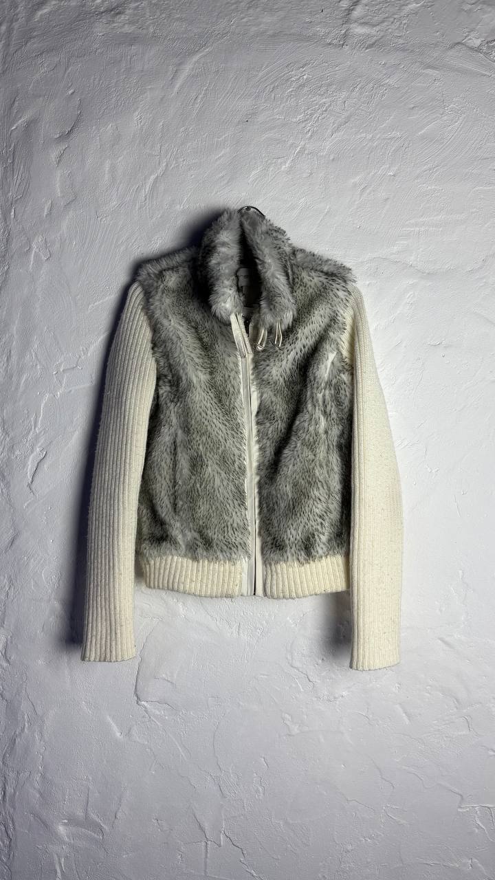 Vintage Y2K white fur bomber