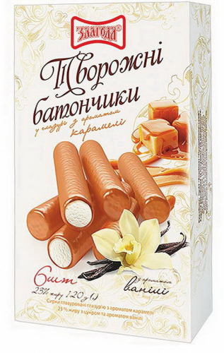 Батончики Злагода творожні з ароматом карамелі та ванілі 6шт 120г