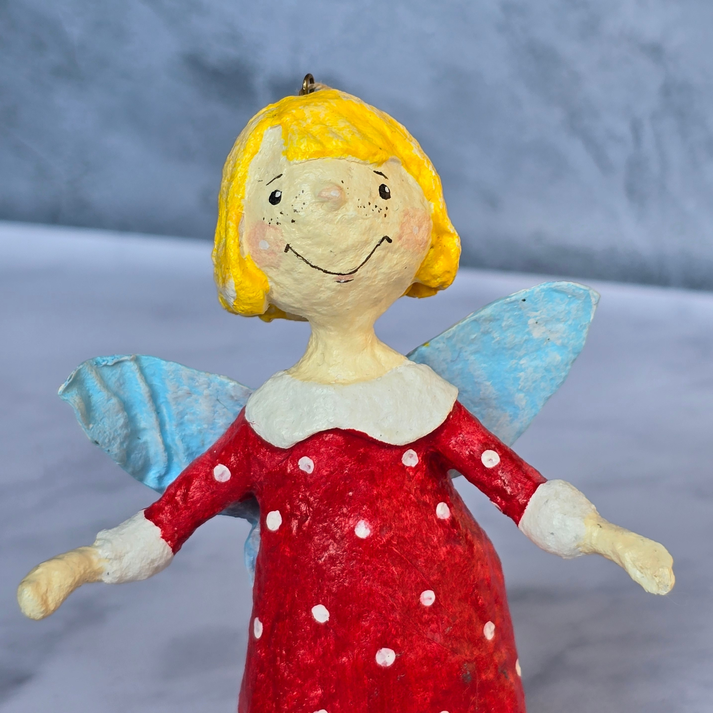 OOAK Christmas ornament Angel in red dress