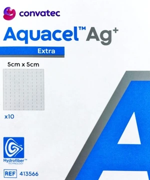 5×5см.Aquacel(аквасел) Ag+Extra абсорбуюча пов'язка з іонами срібла 1шт.