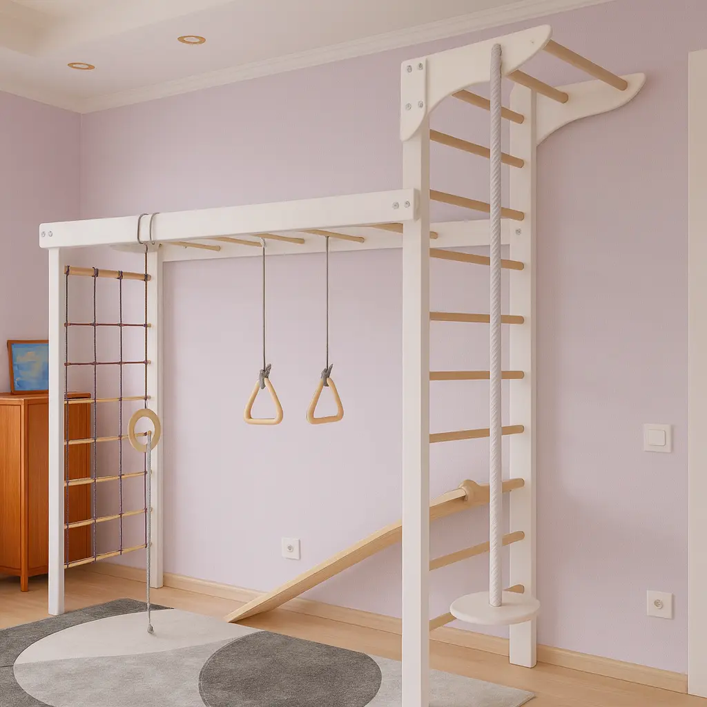 Luca – Weiß-Natur Adventure Kletterwand & Indoor Kletterset für Kinder