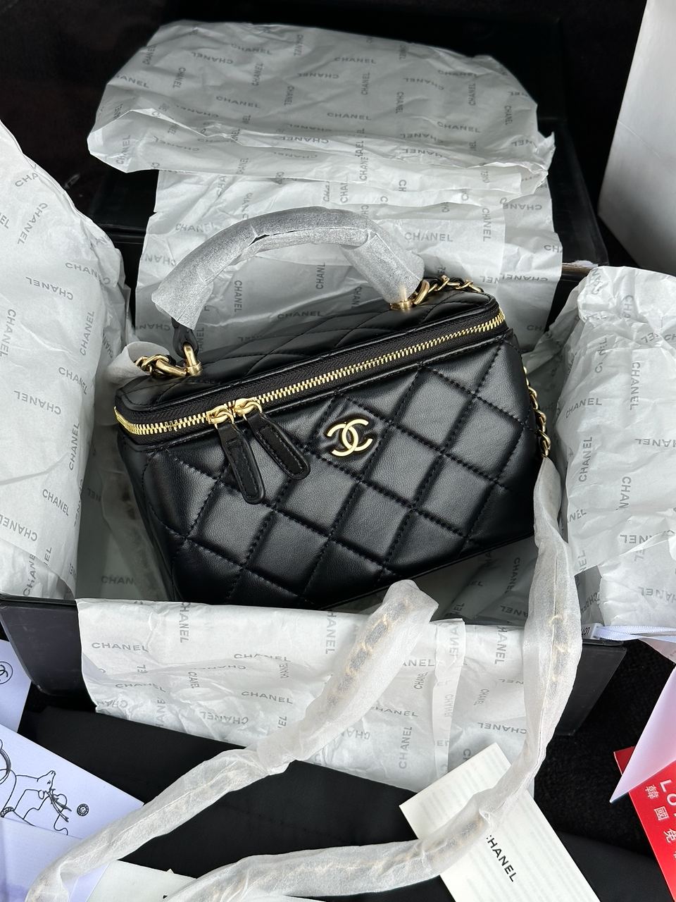 Chanel Classic Black Lambskin Pearl Crush Vanity Bag (З Ручкою)
