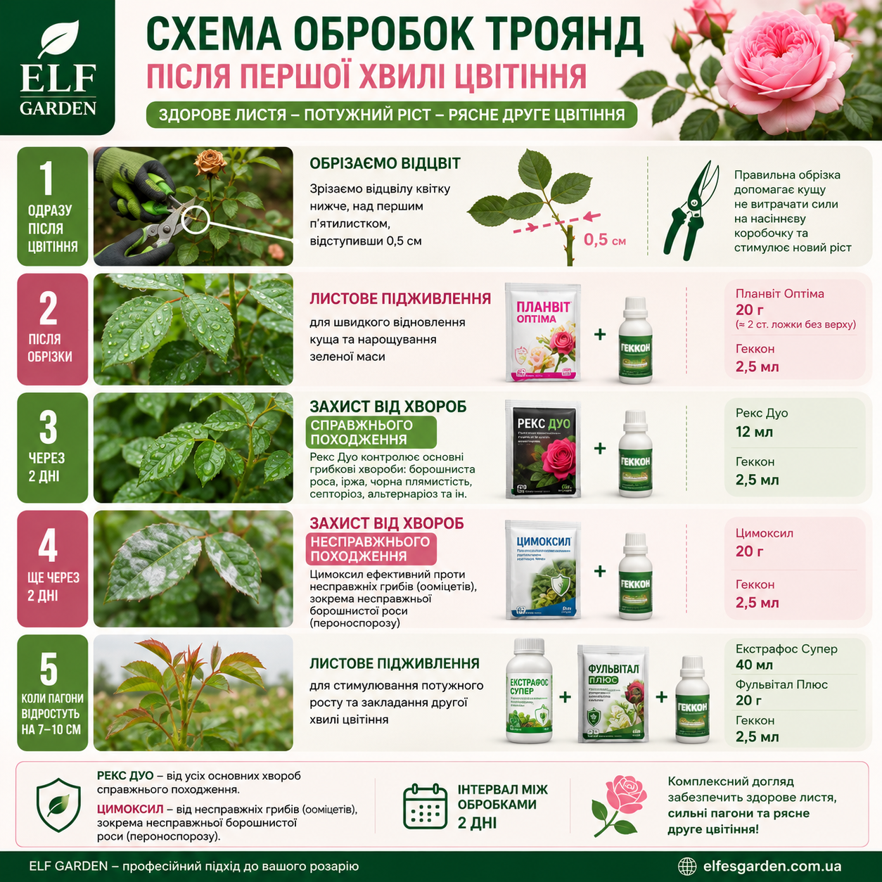 Набір для догляду за трояндами після першої хвилі квітування