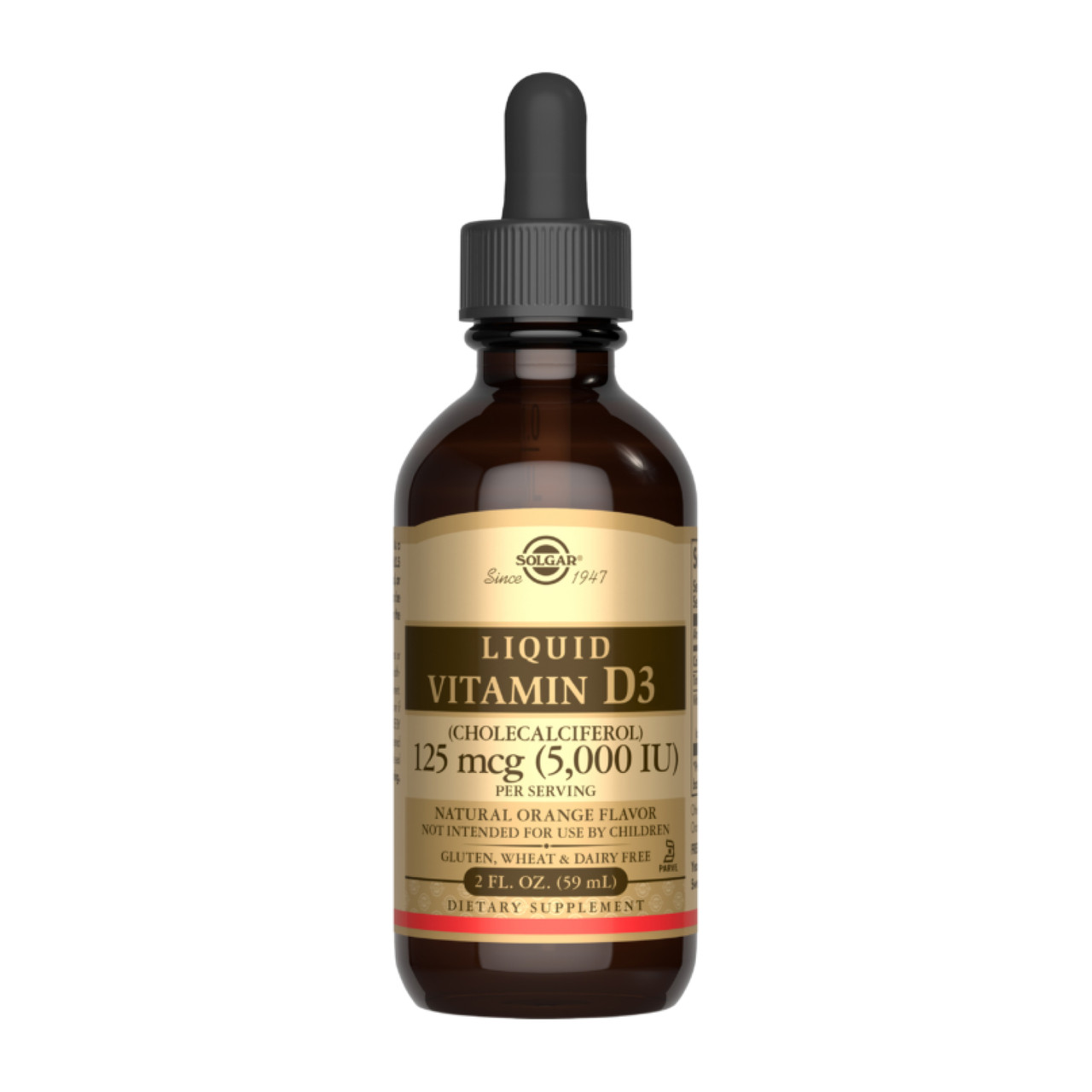 Liquid Vitamin D3 (Cholecalciferol) 125 mcg (5,000 IU) - 59ml Natural Orange