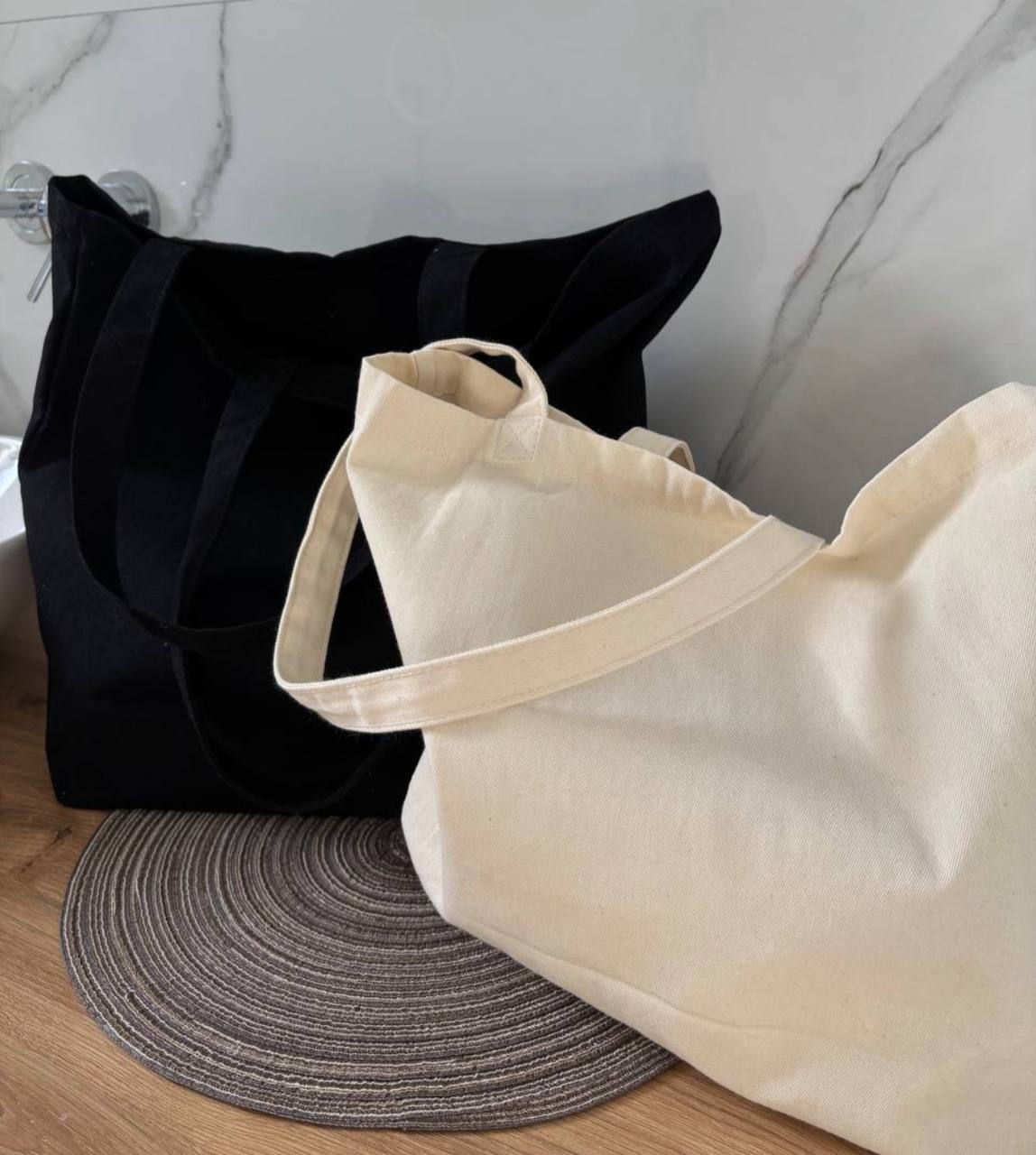 Шопер бежевий (натуральний колір) широкий