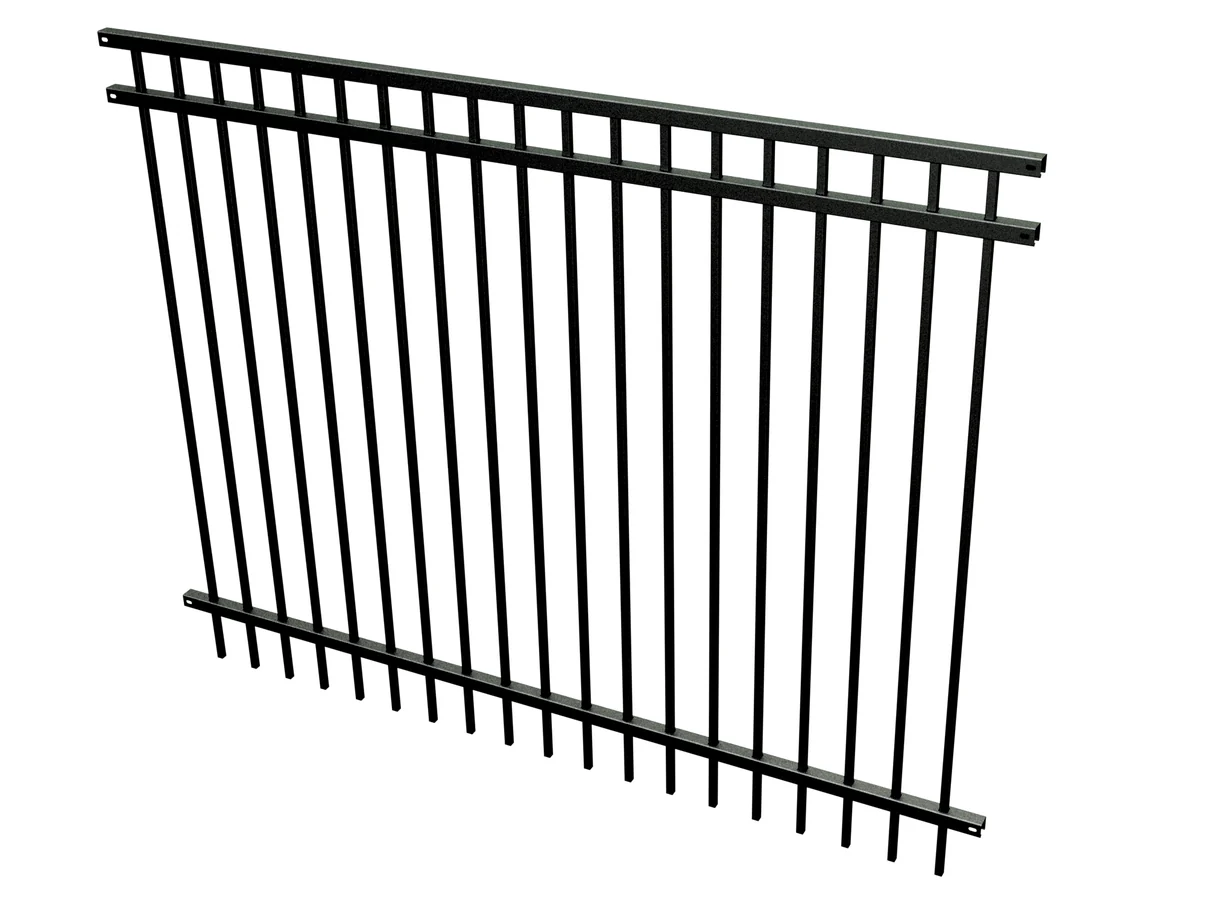 Ornamental Steel Fence | 3 Rail | Flat top | 6'x 8 Fence including post and hardware