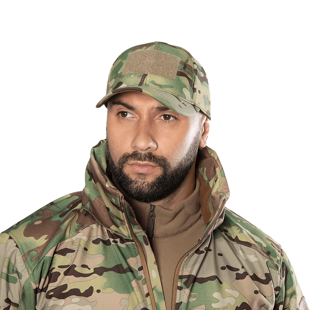 Тактична демісезонна мембранна софт-шелл бейсболка "Tactic SoftShell Multicam" від українського бренду "CAMOTEC".