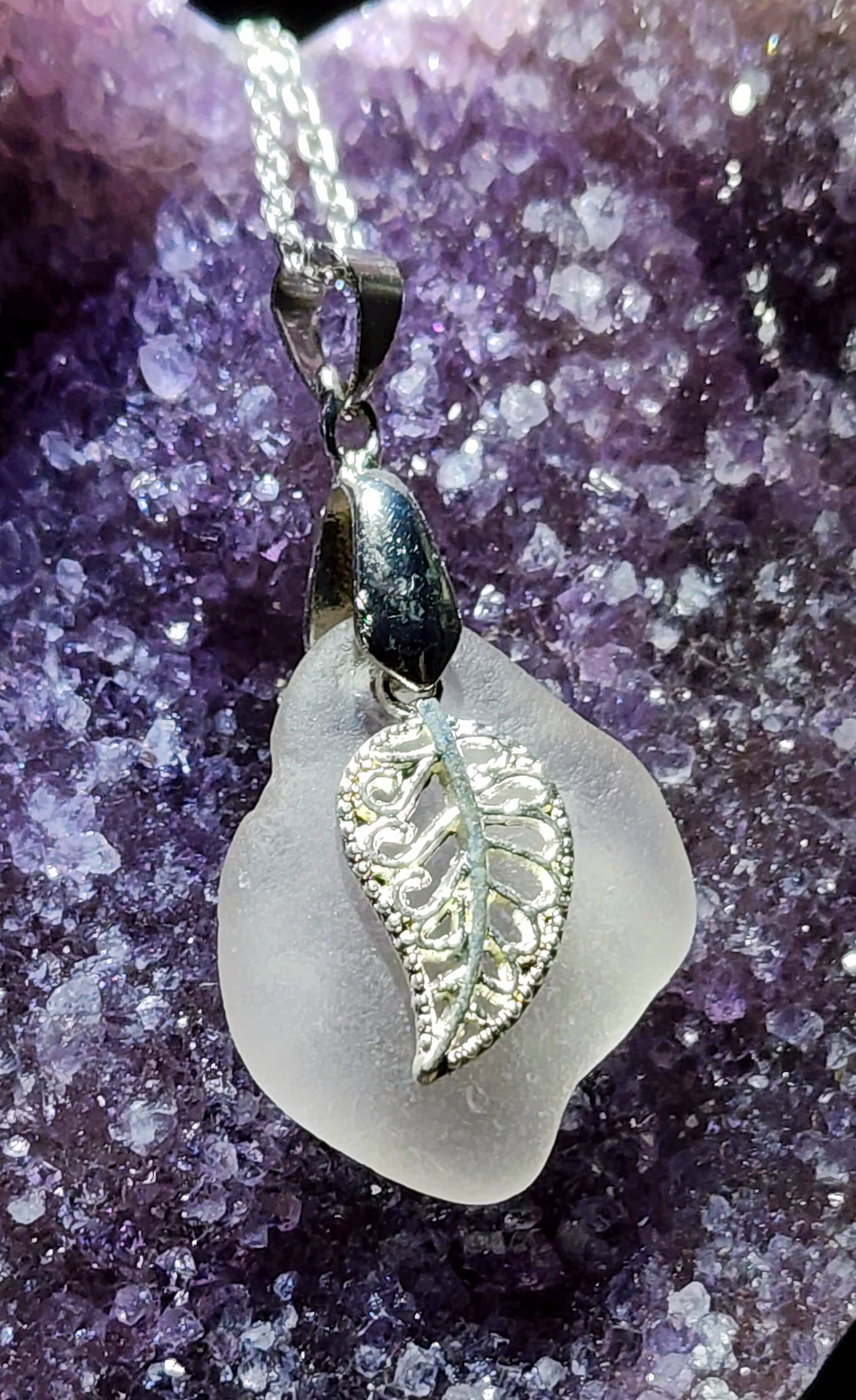 Leaf Sea Glass Necklace