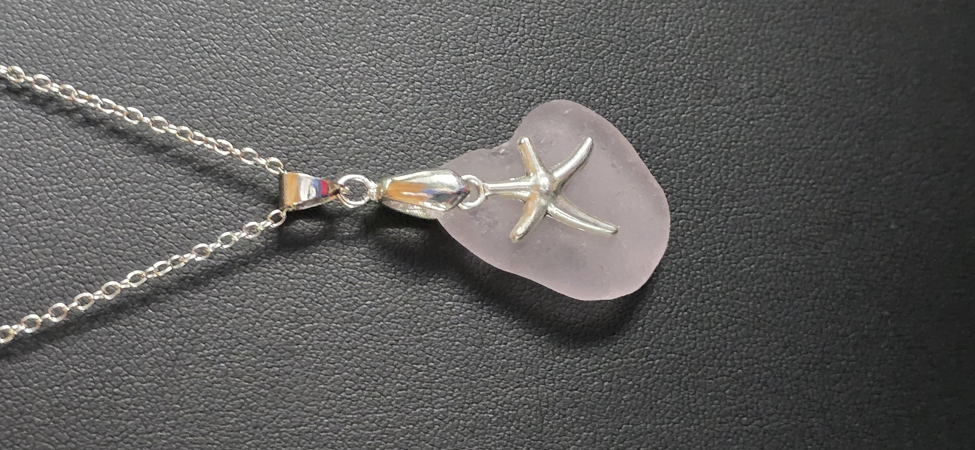 Lavender Starfish Sea Glass Necklace