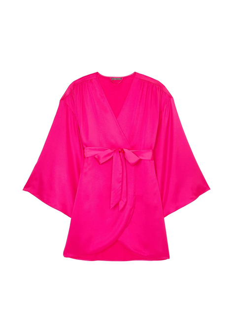 Сатиновий халат Satin Short Robe Hot Pink