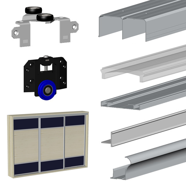 Розсувна система Valcomp MARS для 3-х дверей шафи-купе (комплект)