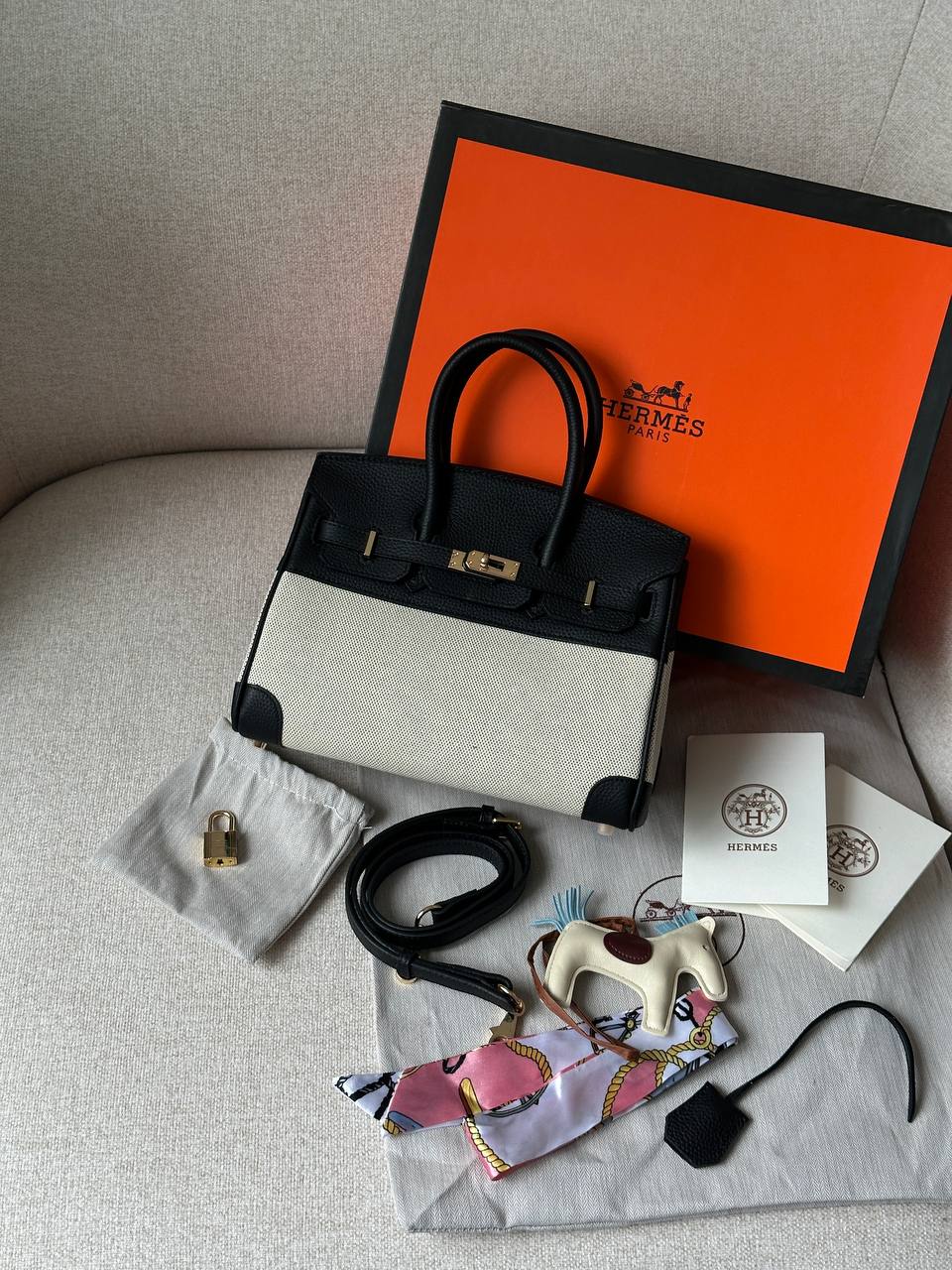 Hermes Birkin 25 Black/Canvas bag