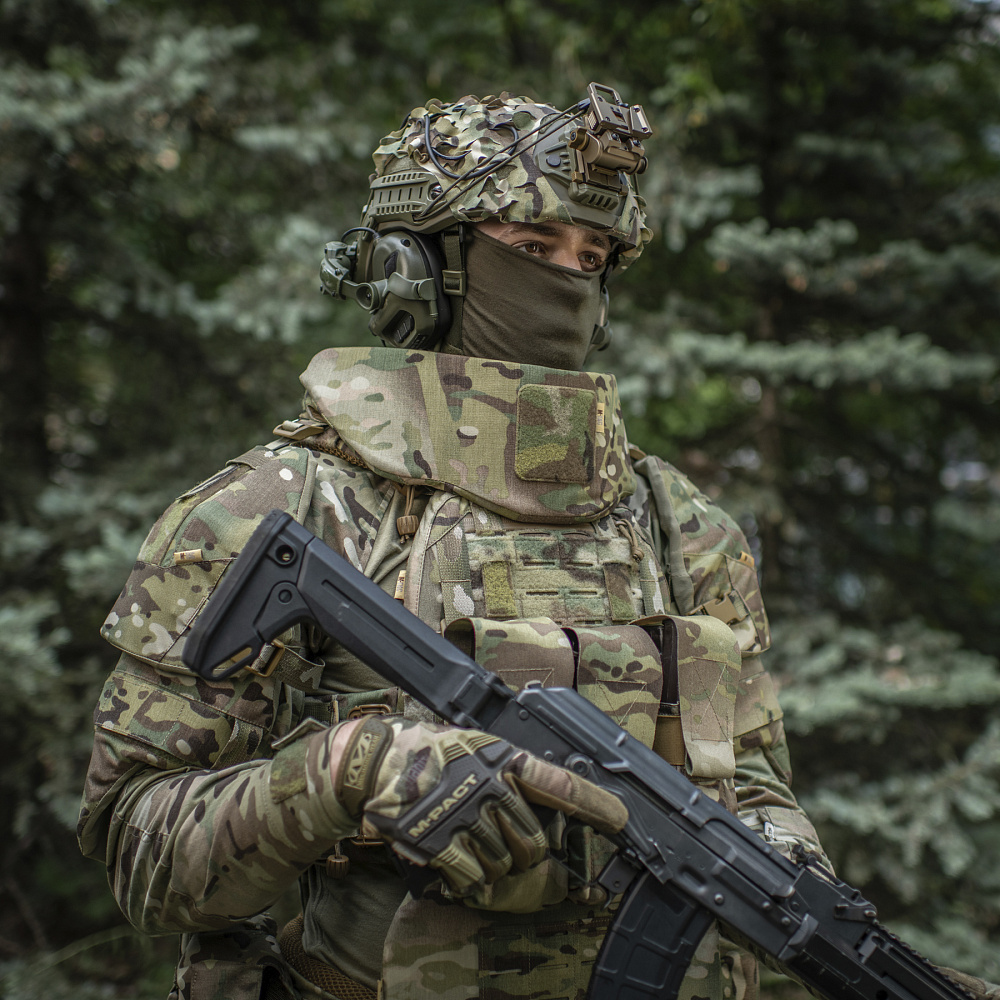 Захисний протиосколковий горжет сумісний з активними навушниками "Elite FMS Multicam" від українського бренду "M-TAC".