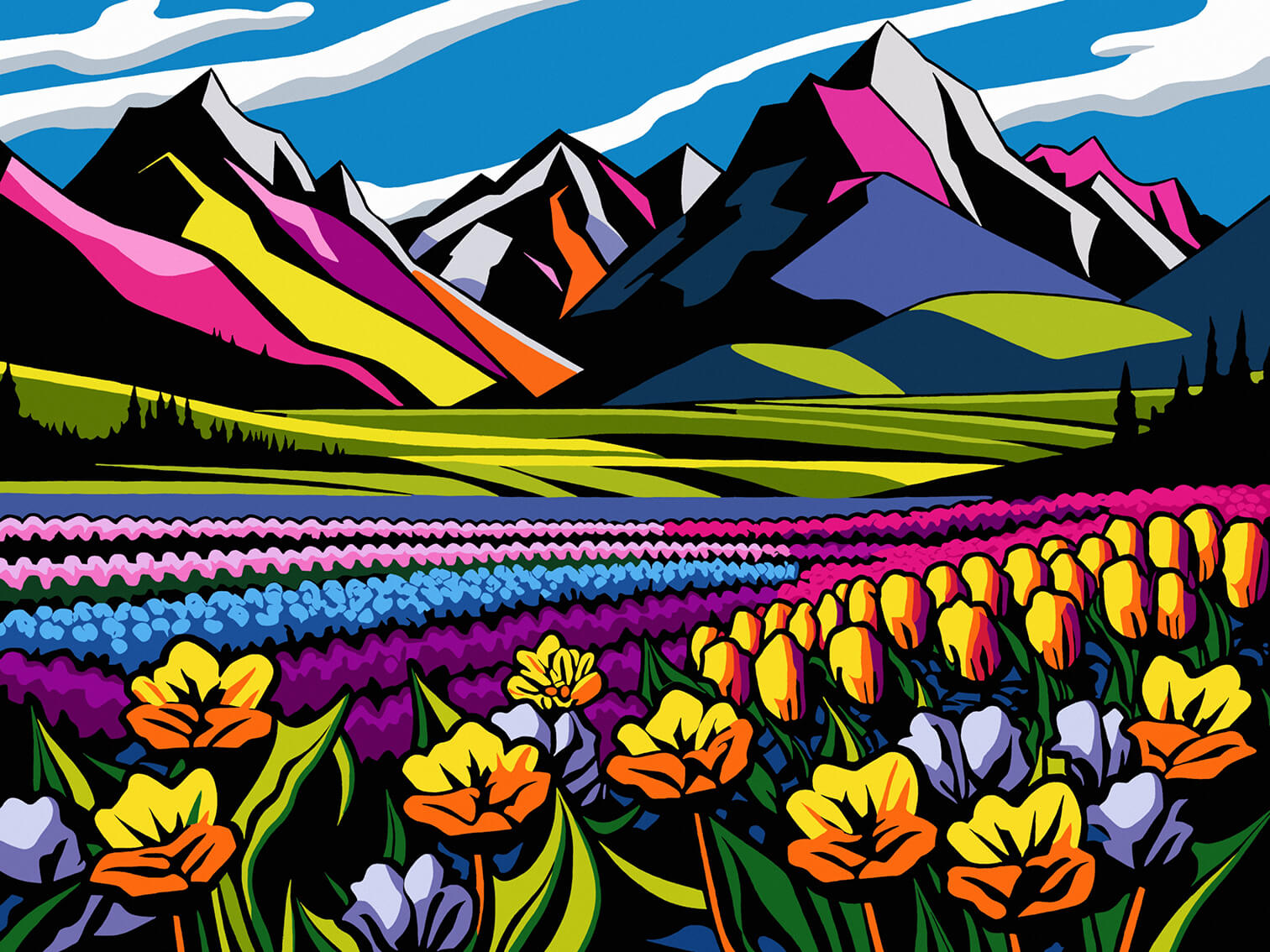 Alpine meadows III, 60x80 cm, original acrylic painting on canvas