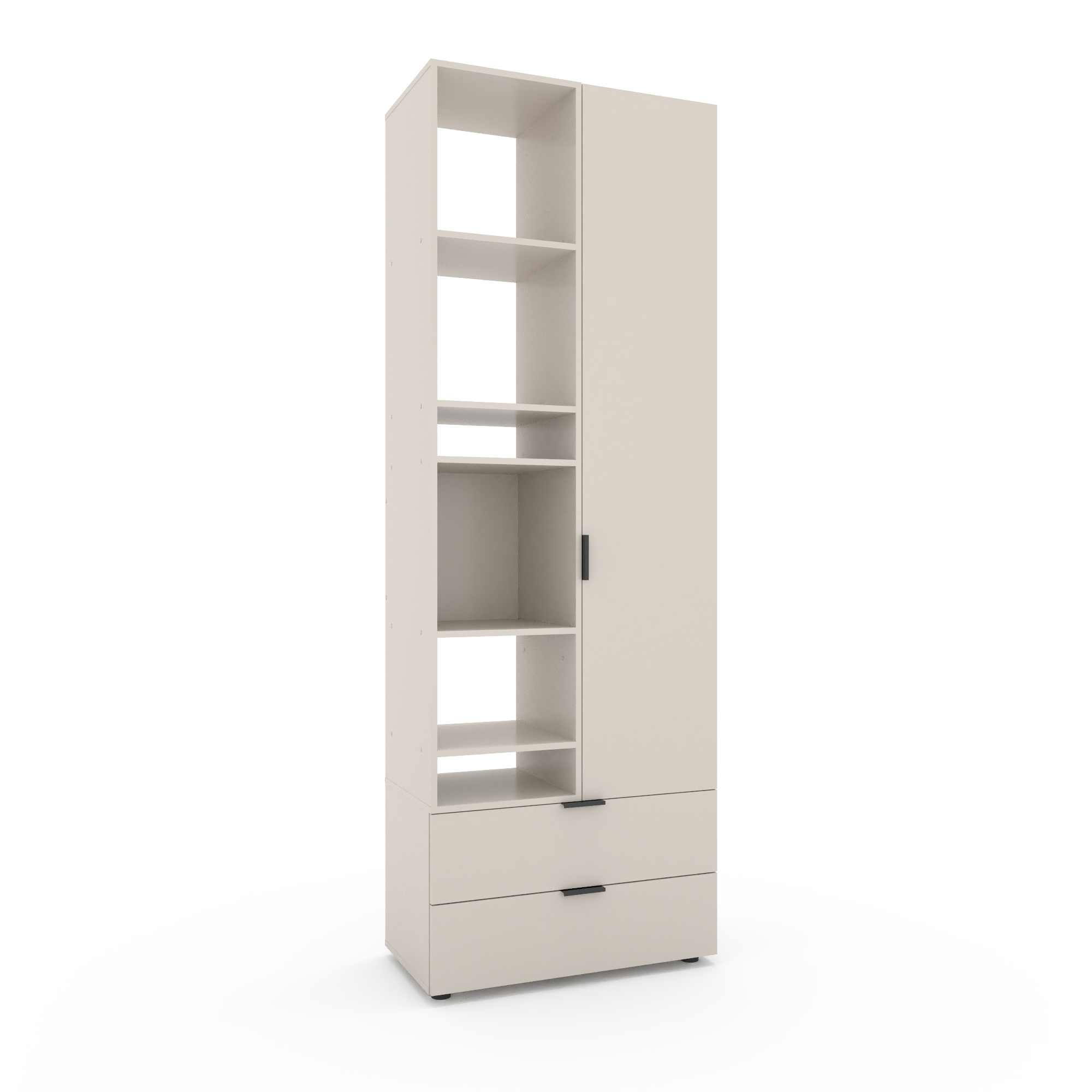 Однодверна розпашна шафа з полицями A001L 800/420/2300 мм., колір кашемір